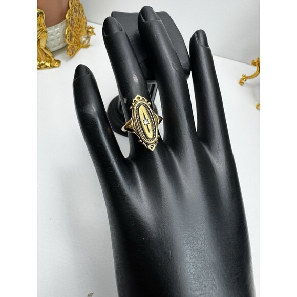 Vtg Avon 1976 Kensington Ring Gold-tone Sz 5 Victorian Revival Signed - Picture 2 of 12